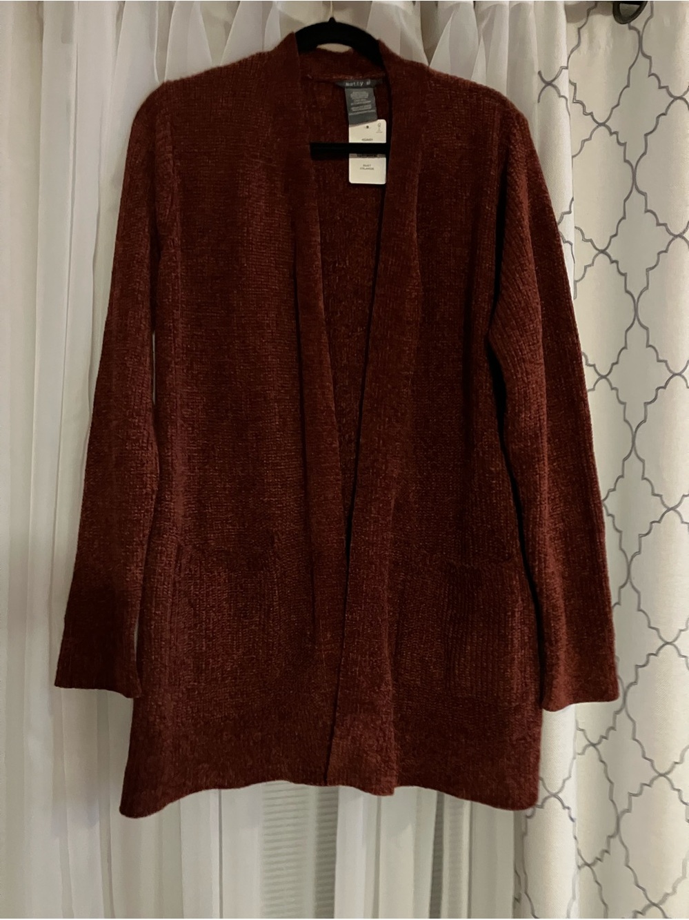 🌸Matty M Open-Front Cardigan in Deep Rust
